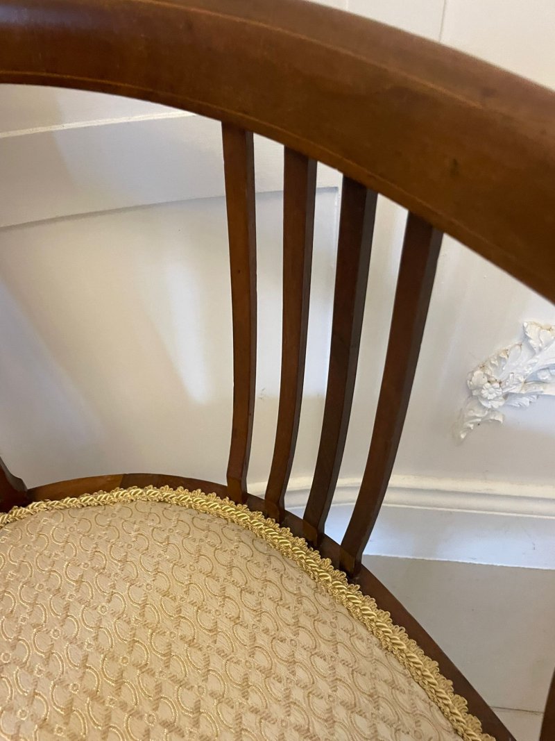Antique Edwardian Quality Mahogany Inlaid Tub Chair - Image 6